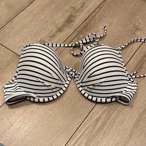 Victoria's Secret Black and White Striped Bikini Top